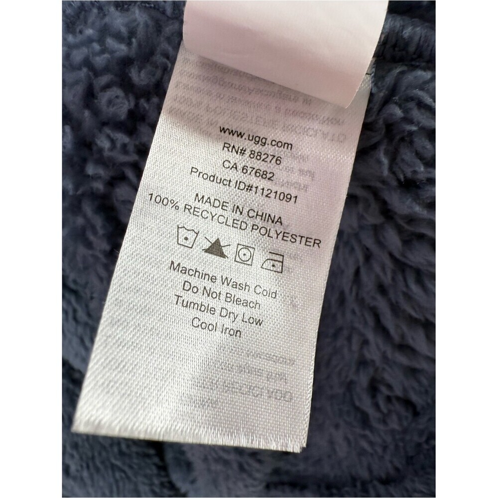 UGG robe blue soft fleece thick pockets Hooded Plush Robe in Slate Blue - Picture 11 of 11